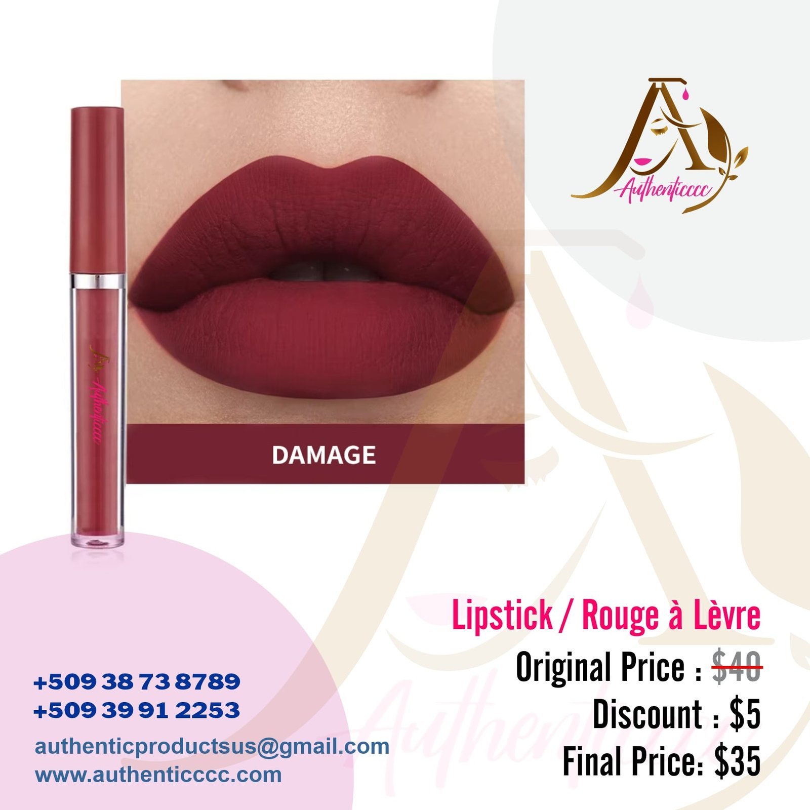 un rouge à lèvres “Damage”