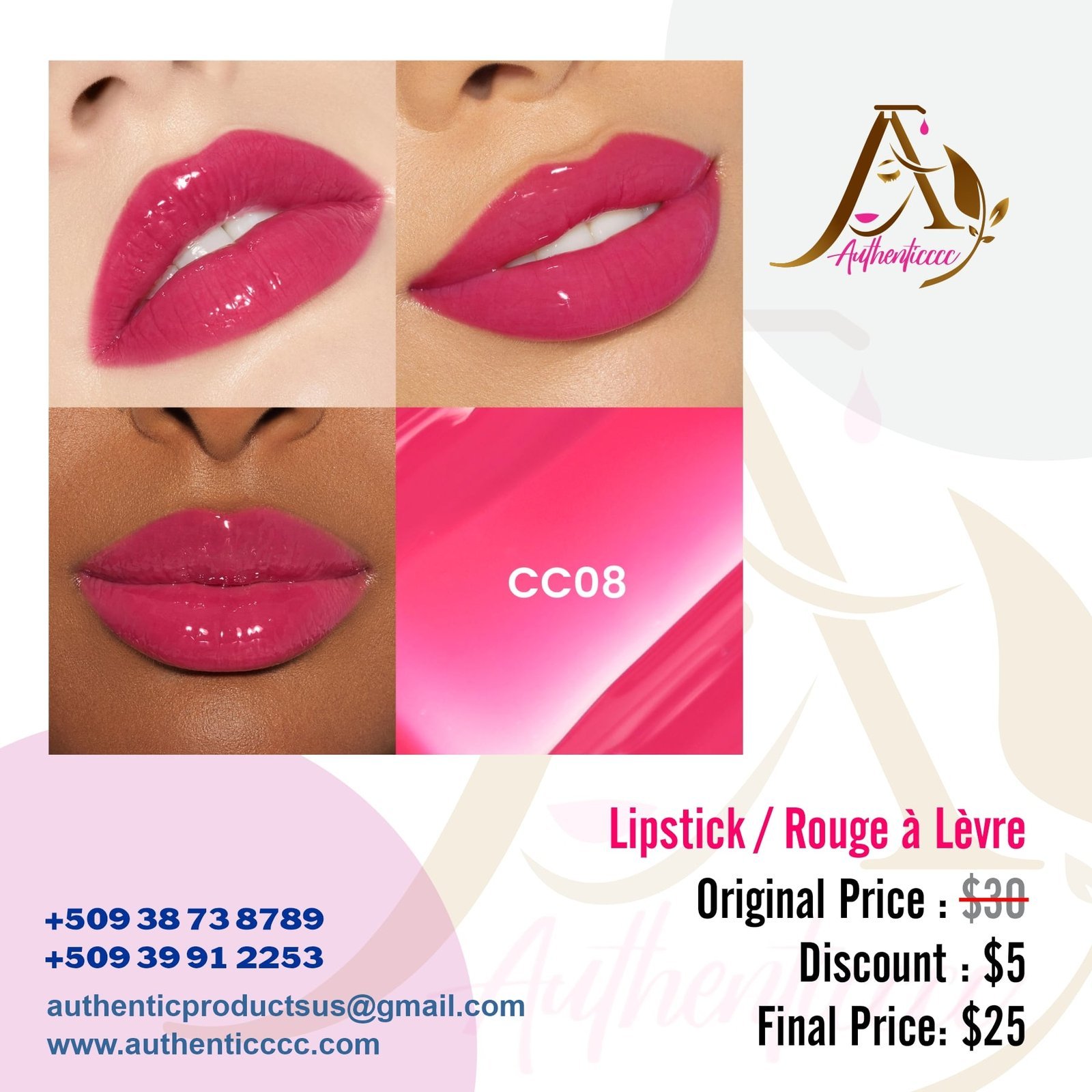 Lipstick CC08 – Rose Éclatant