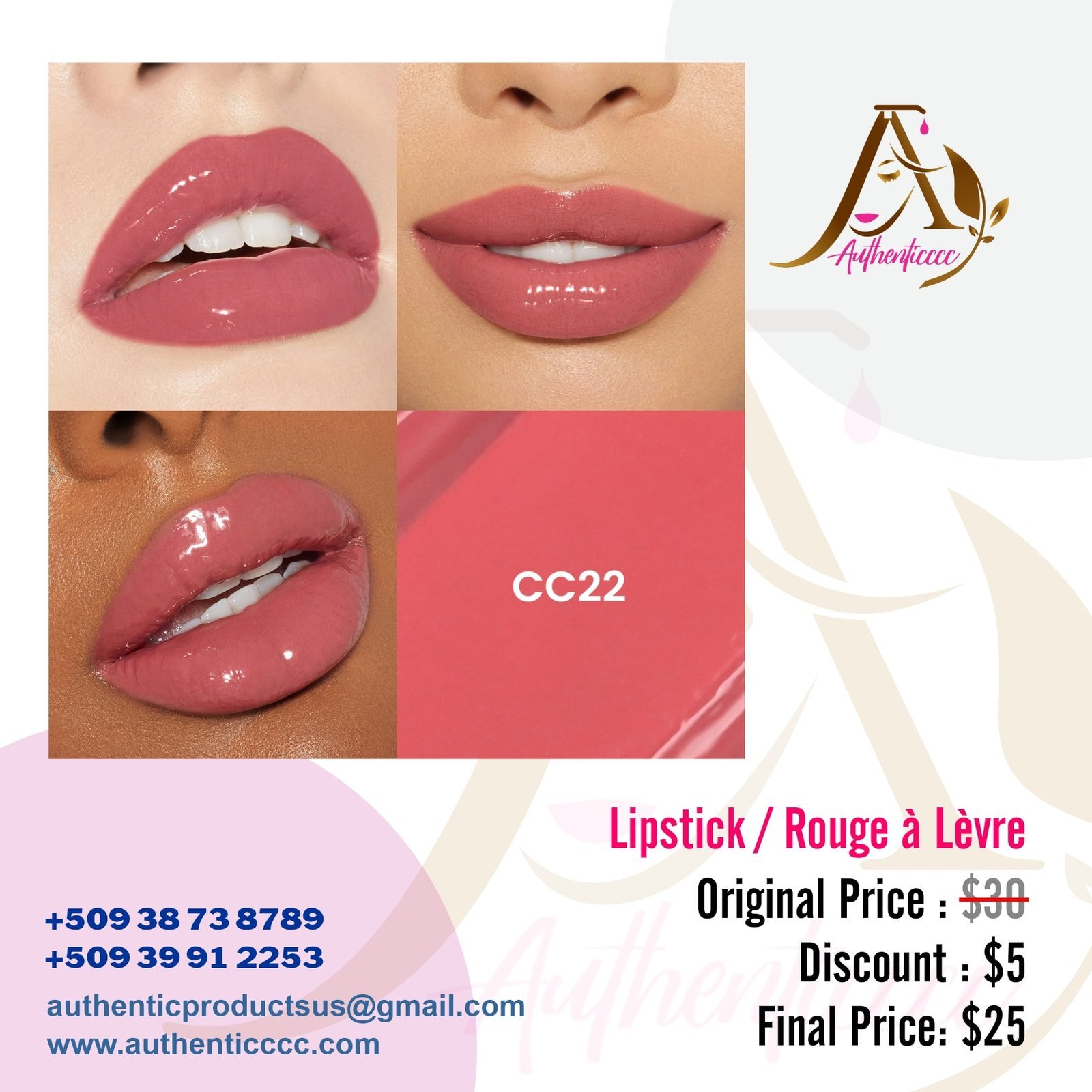 Lipstick CC22 – Rose Élégant