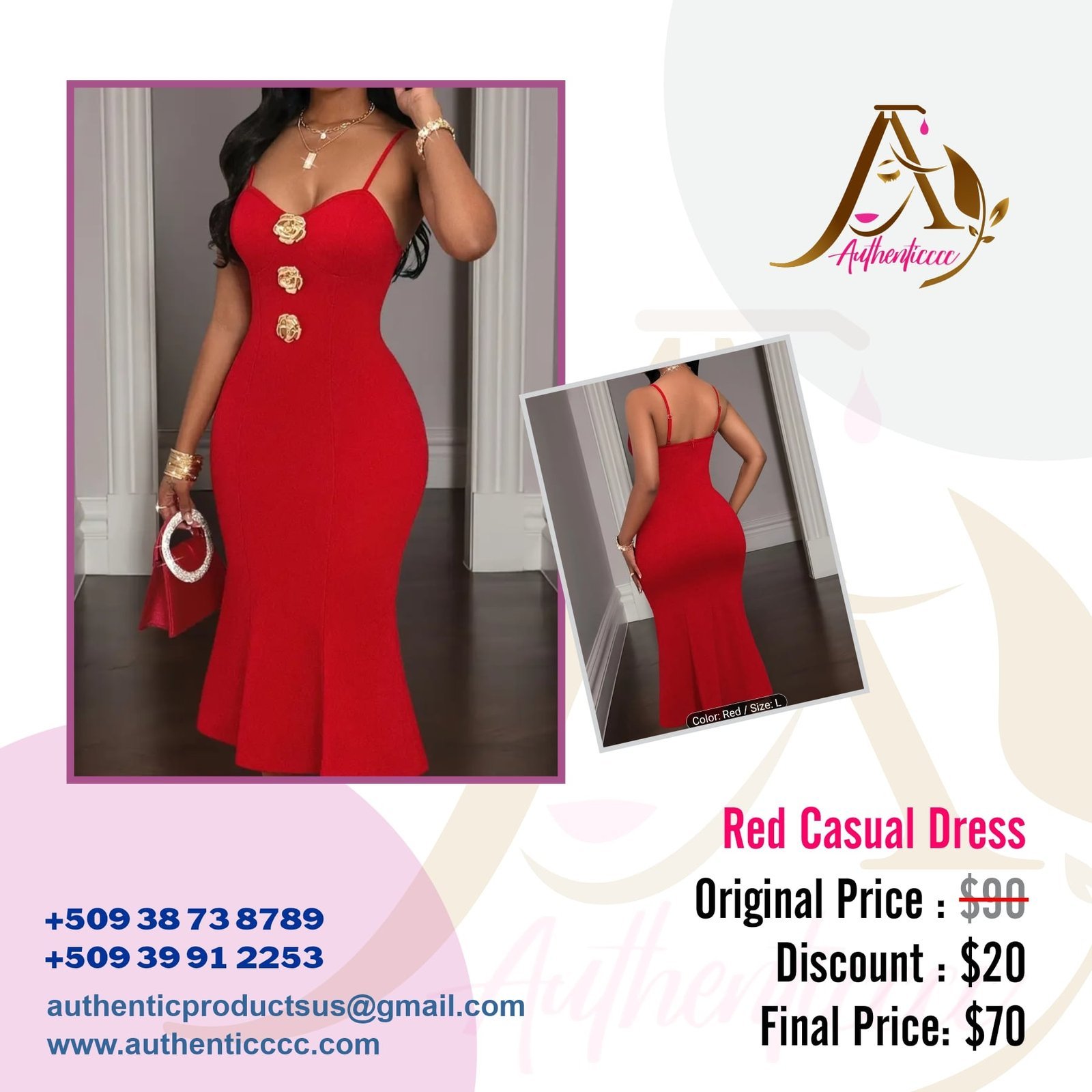 Red Casual Dress – Élégance & Confort